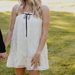 Lime Lush, White Dress with bow